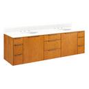 72 WALLMOUNT DOUBLE VANITY WITH UNDERMOUNT SINKS HONEY OAKFEATHERED WHITE QUARTZ WIDESPREAD 