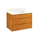 30 WALLMOUNT VANITY WITH RECTANGULAR UNDERMOUNT SINKHONEY OAKARCTIC WHITE QUARTZ WIDESPREAD 