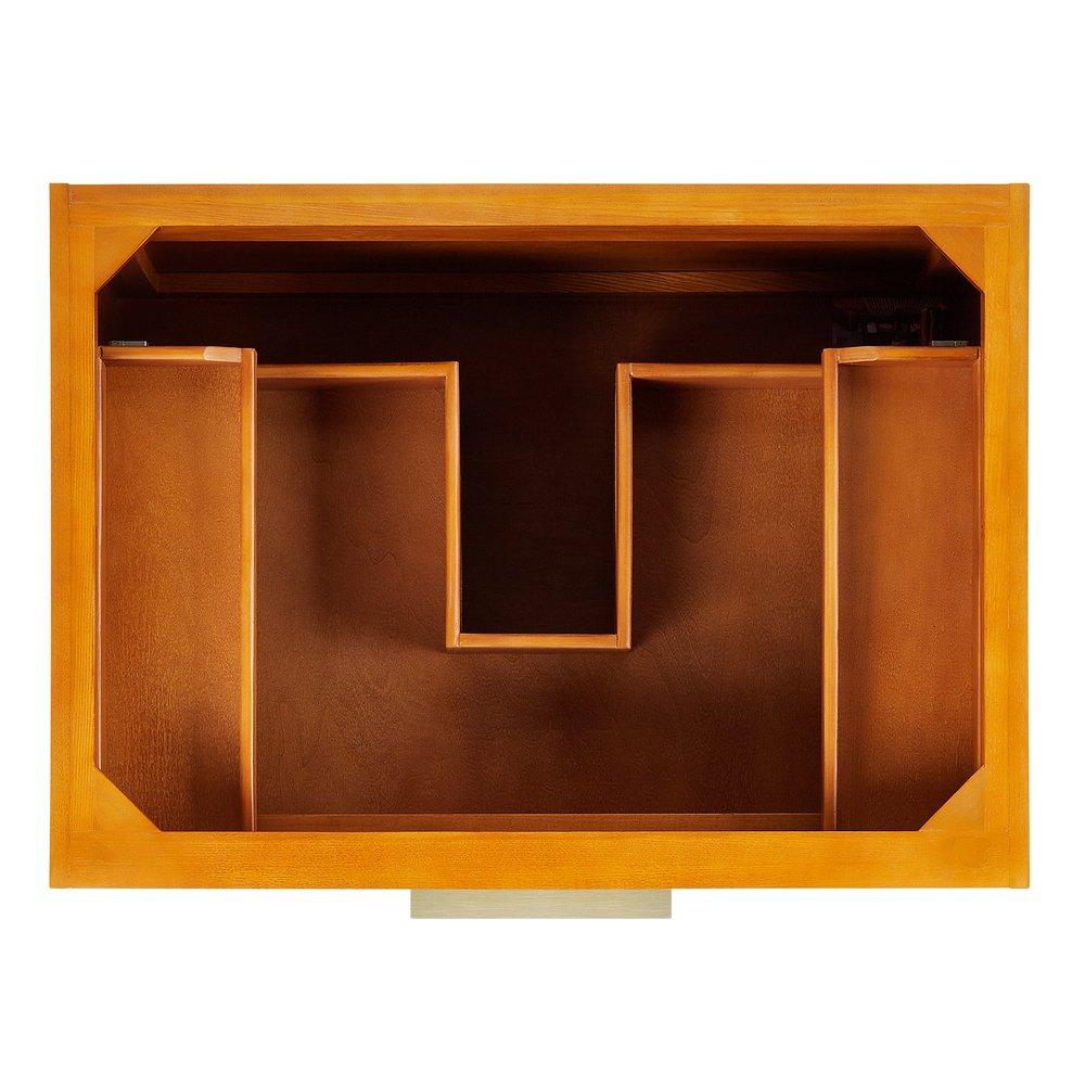 30 WALLMOUNT VANITY WITH RECTANGULAR UNDERMOUNT SINKHONEY OAKARCTIC WHITE QUARTZ WIDESPREAD 