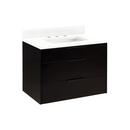 30 WALLMOUNT VANITY WITH RECT UNDERMOUNT SINK BLACK FEATHERED WHITE QUARTZ WIDESPREAD 