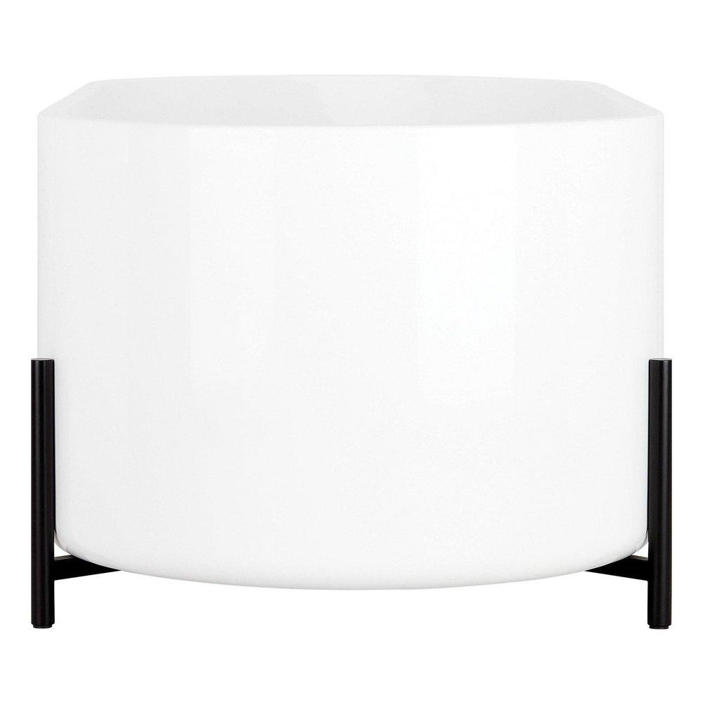 66 - 3/4 x 31 - 1/4 in. Freestanding Bathtub with Center Drain in White - Includes Matte Black Stand 
