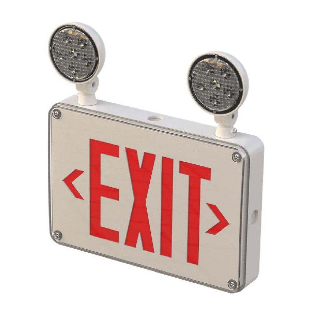 13 in. Two-Head Red LED Combo Exit Emergency Light with Adjustable Lens 