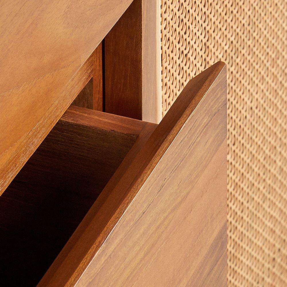 *CVR* 48 TEAK VANITY WITH RECT UNDERMOUNT SINK NATURAL TEAK ARCTIC WHITE QUARTZ NO FAUCET HOLES 