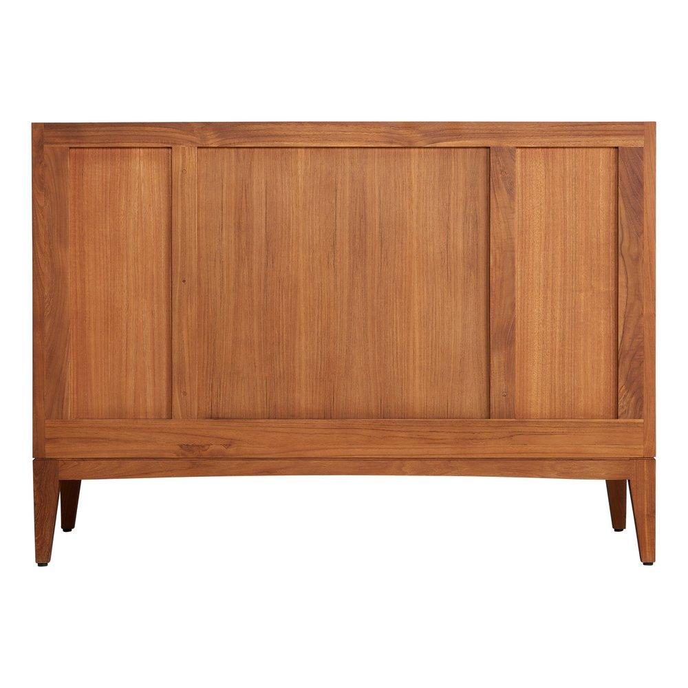 *CVR* 48 TEAK VANITY WITH RECT UNDERMOUNT SINK NATURAL TEAK ARCTIC WHITE QUARTZ NO FAUCET HOLES 