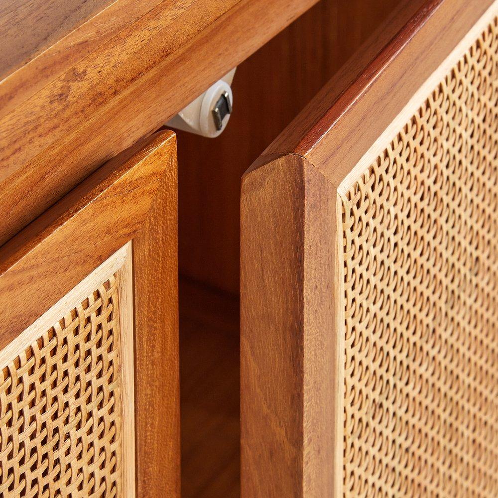 *CVR* 48 TEAK VANITY WITH RECT UNDERMOUNT SINK NATURAL TEAK ARCTIC WHITE QUARTZ NO FAUCET HOLES 