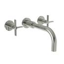 Two Handle Wall Mount Bathroom Sink Faucet in Polished Nickel - Natural