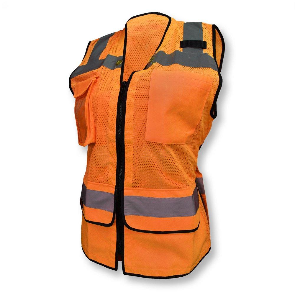 Class 2 Women&rsquo;s Hi-Vis Orange Surveyor Vest, Zipper Front, 3XL 