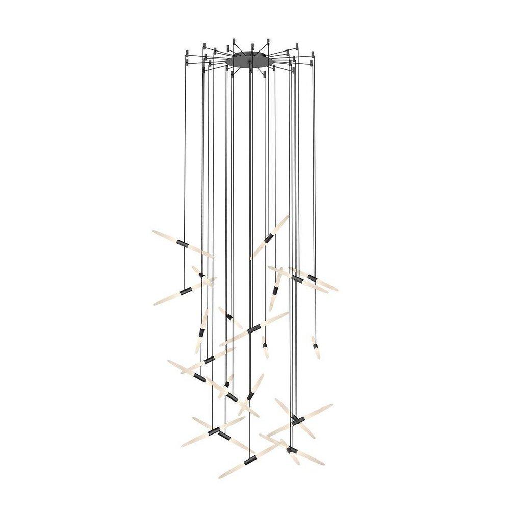 SONNEMAN Satin Black 3-1/4 in. 110W 24-Light LED Modern Chandelier 