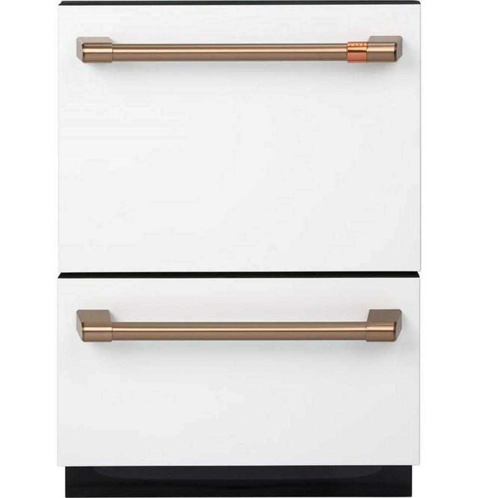Cafe&trade; Matte White/Brushed Bronze 21-3/4 x 23-9/16 in. 14 Settings Dishwasher 