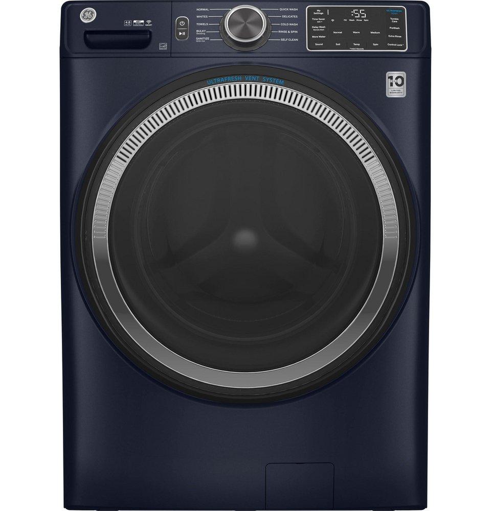 GE&reg; Sapphire Blue 28 x 39-3/4 x 32 in. 20A 4.8 cu. ft. Electric Front Load Washer 
