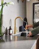 Moen Brushed Gold Single Handle Pull Down Voice Activated Kitchen Faucet 