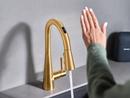 Moen Brushed Gold Single Handle Pull Down Voice Activated Kitchen Faucet with PowerBoost and Reflex Technology 