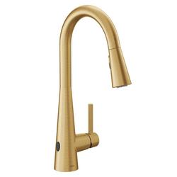 Single Handle Pull Down Touchless Kitchen Faucet in Brushed Gold