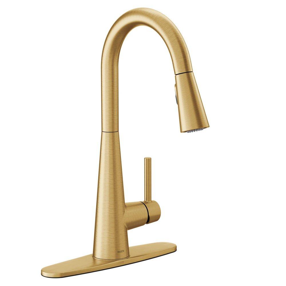 Moen Brushed Gold Single Handle Pull Down Kitchen Faucet 