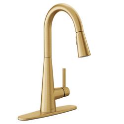 Single Handle Pull Down Kitchen Faucet in Brushed Gold