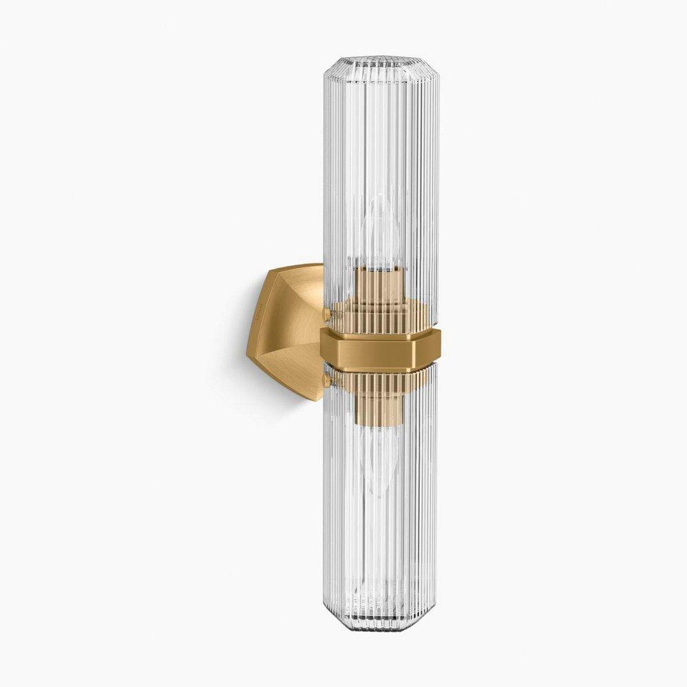 2?Light 6 in. Wide Vertical Sconce in Brushed Moderne Brass 