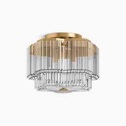 3-Light Flush Mount, Moderne Brass