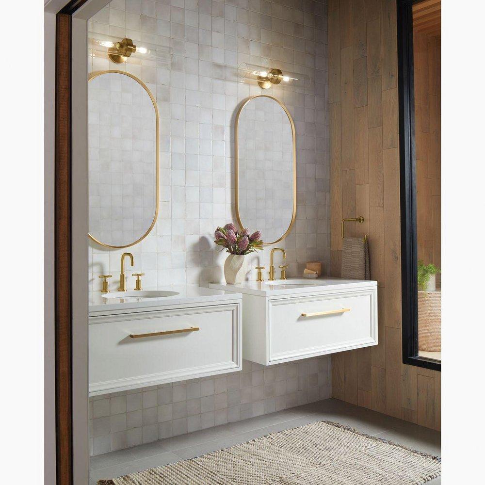 2?Light 29 in. Tall Wall Sconce in Brushed Moderne Brass 