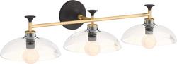 31.18in. 180W 3?Light E12 Vanity Fixture in Black with Brass Trim