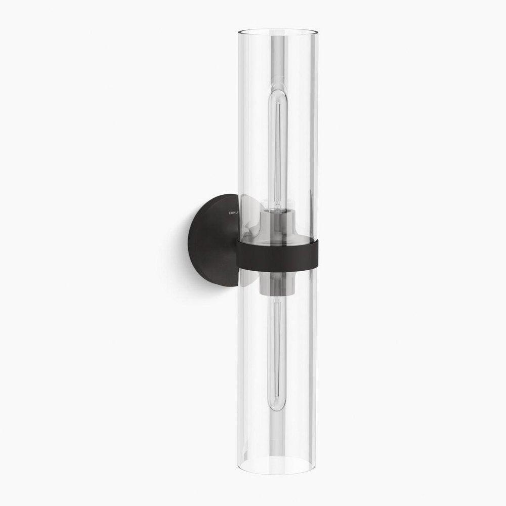 2-Light 22 in. Tall Bathroom Sconce in Matte Black 