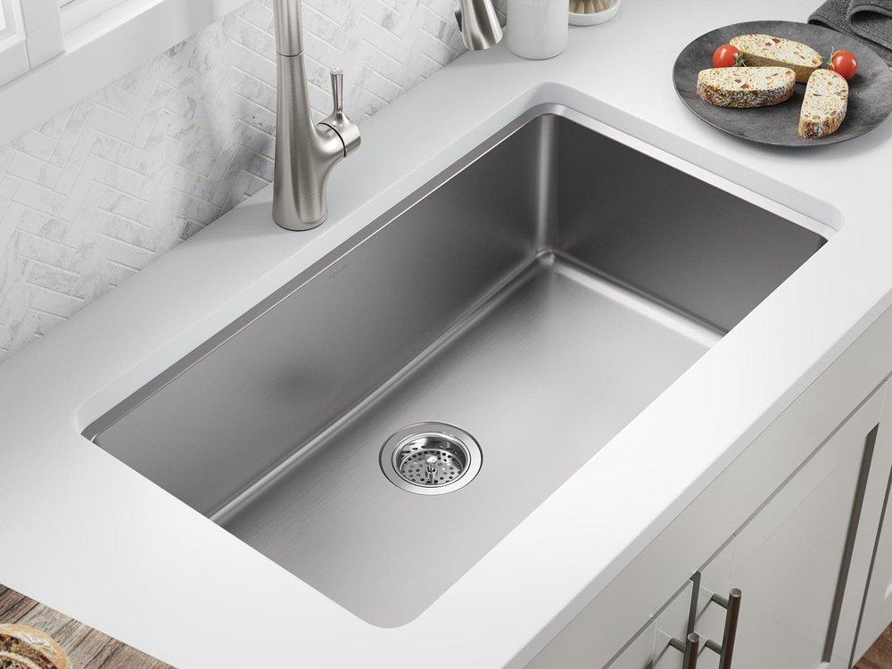 32-1/4 in. Undermount Stainless Steel Single Bowl Kitchen Sink 