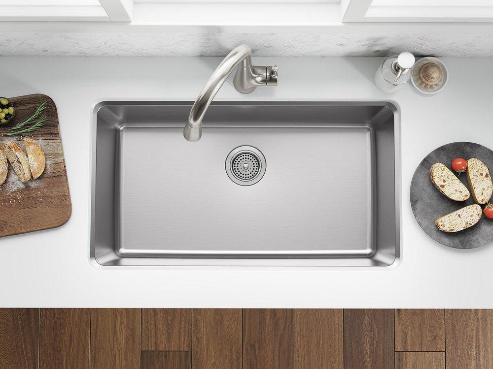 32-1/4 in. Undermount Stainless Steel Single Bowl Kitchen Sink 