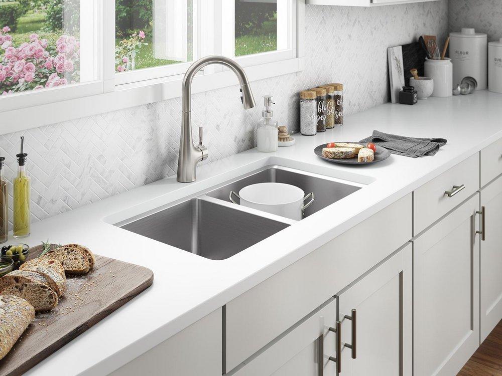 32-1/4 in. Undermount Stainless Steel Double Bowl Kitchen Sink 