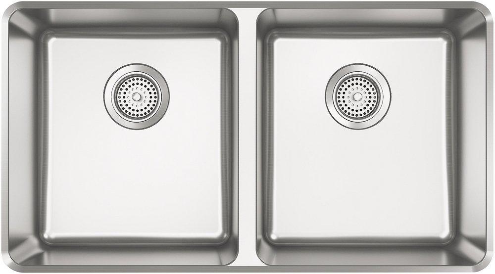 32-1/4" x 18-3/8" x 9-5/16" Stainless Steel Double-Bowl Undermount Kitchen Sink 