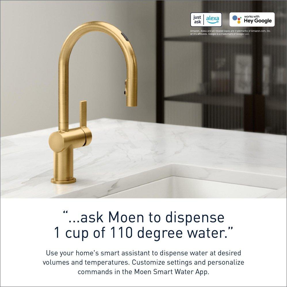 Moen Brushed Gold Single Handle Pull Down Voice Activated Kitchen Faucet 