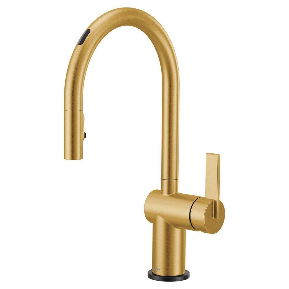 Moen Brushed Gold Single Handle Pull Down Voice Activated Kitchen Faucet 