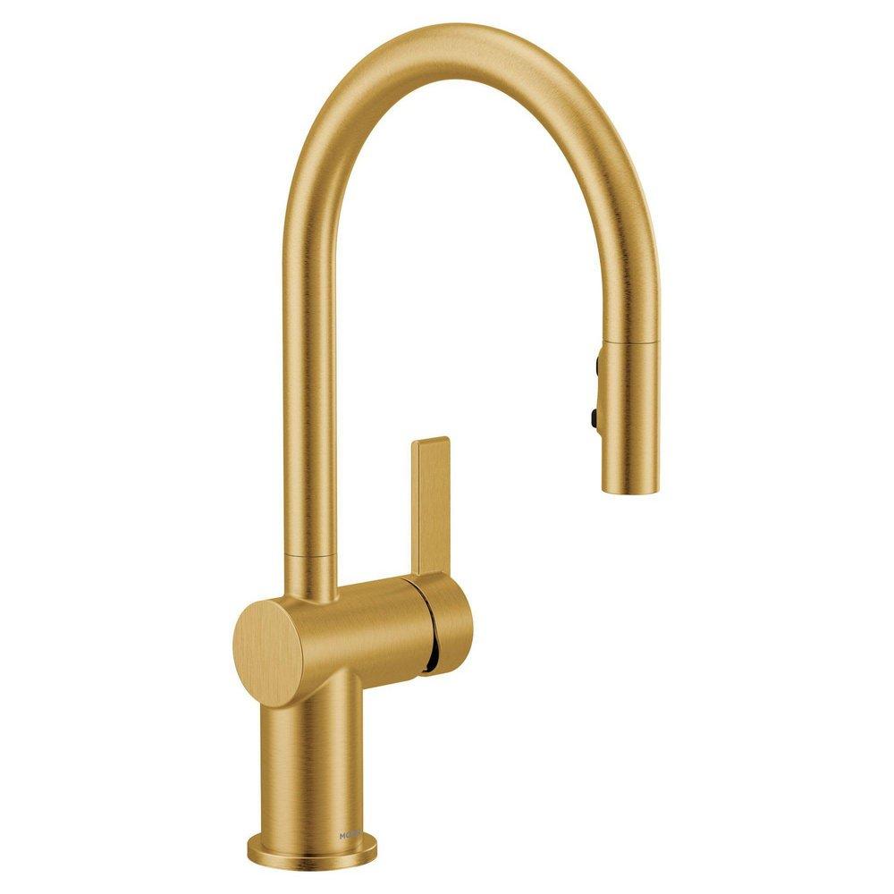 Moen Brushed Gold Single Handle Pull Down Kitchen Faucet 