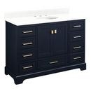 *CVR* 48 VANITY WITH UNDERMOUNT SINK  MIDNIGHT NAVY BLUE  FEATHERED WHITE QUARTZ WIDESPREAD 