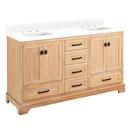 Signature Hardware Driftwood Floor Mount Vanity in Driftwood with Feathered White Quartz 