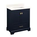 *CVR* 30 VANITY WITH RECT UNDERMOUNT SINK  MIDNIGHT NAVY BLUE  CARRARA MARBLE NO FAUCET HOLES 