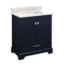 *CVR* 30 VANITY WITH RECT UNDERMOUNT SINK  MIDNIGHT NAVY BLUE  CARRARA MARBLE NO FAUCET HOLES 