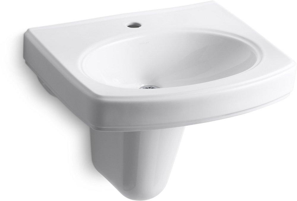 22 x 18 in. Oval wall-mount 1 Hole Bathroom Sink in White 