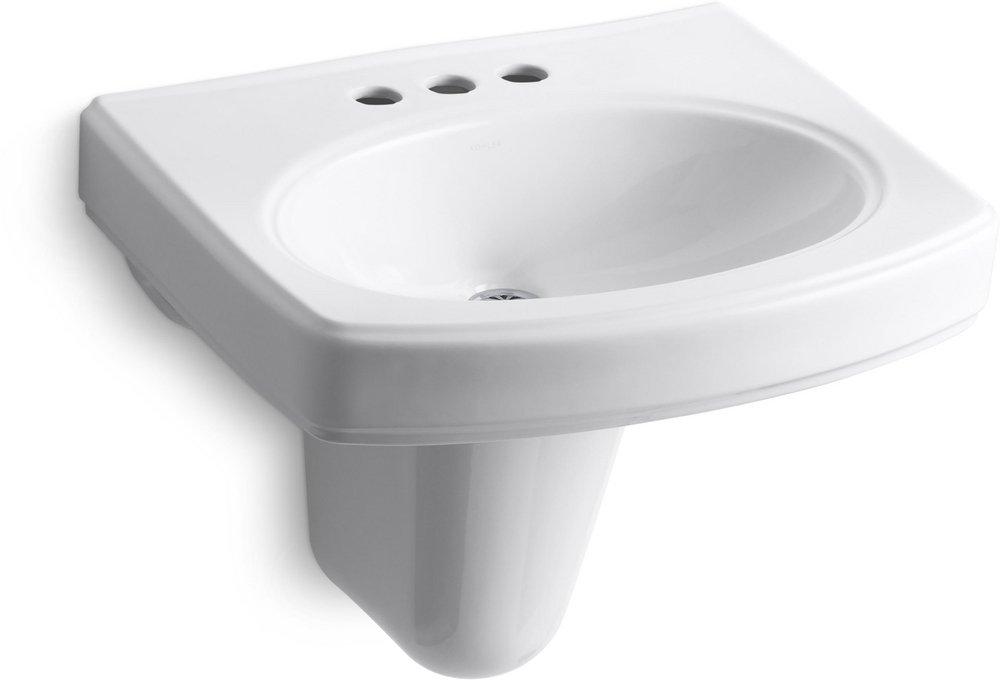 22 x 18 in. Oval wall-mount Centerset Bathroom Sink in White 