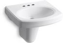 22 x 18 in. Oval wall-mount Centerset Bathroom Sink in White
