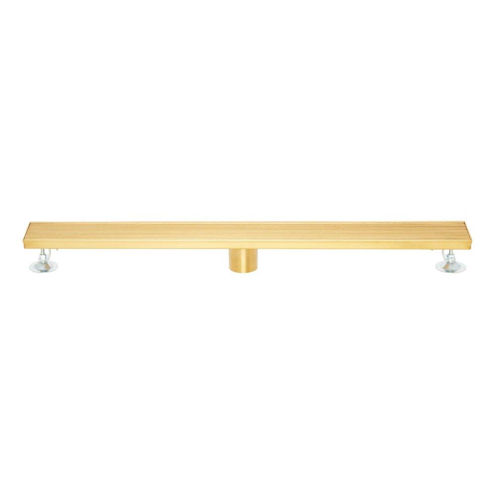 32 in. Linear Shower Drain with Drain Flange in Brushed Gold 