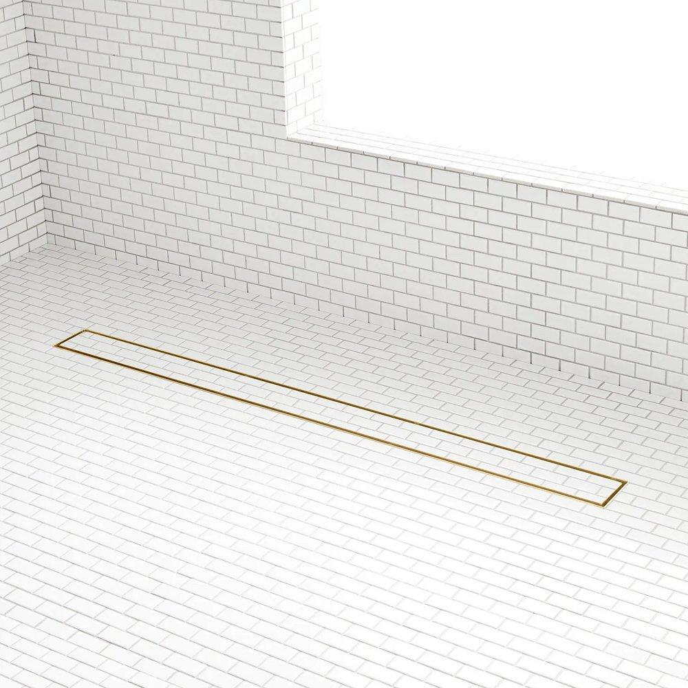 40 in. Linear Tile-In Shower Drain with Drain Flange in Brushed Gold image number 9