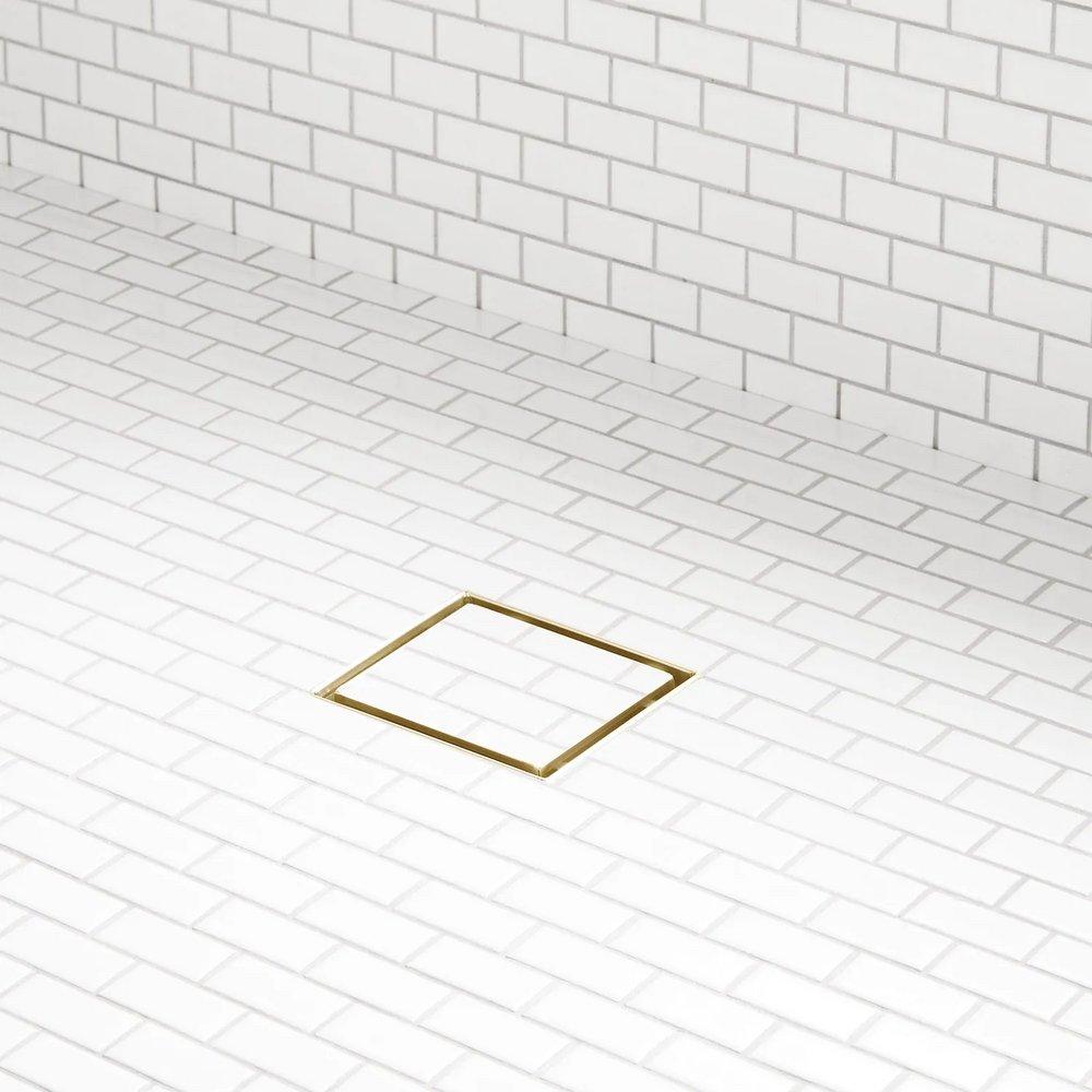 4 in. Square Tile-In Shower Drain with Drain Flange in Brushed Gold image number 6