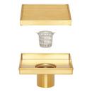 4 in. Square Shower Drain with Drain Flange in Brushed Gold 