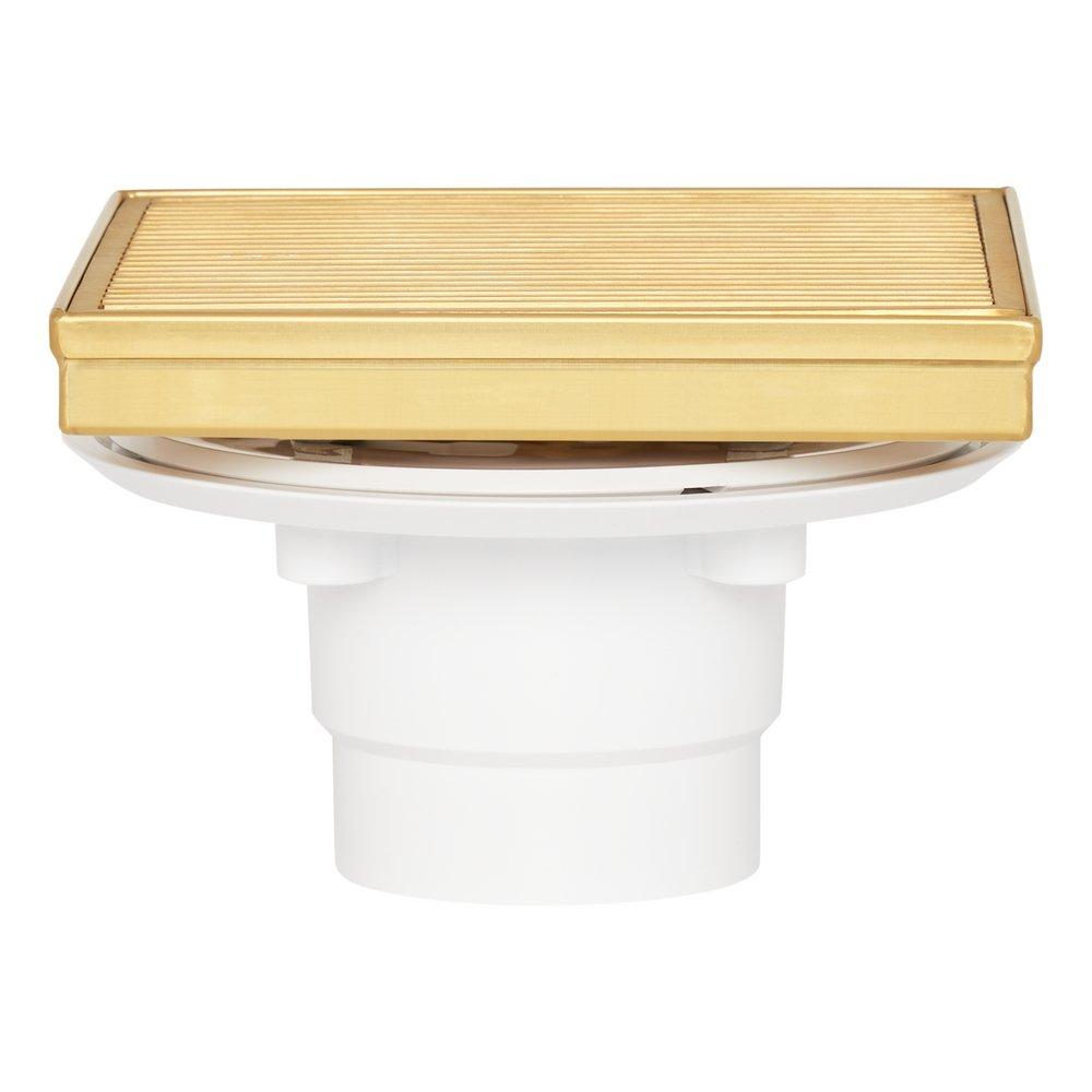 4 in. Square Shower Drain with Drain Flange in Brushed Gold 