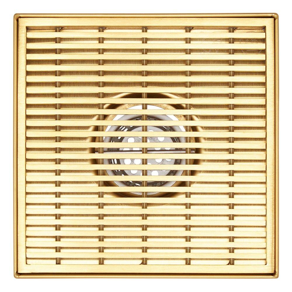4 in. Square Shower Drain with Drain Flange in Brushed Gold image number 5