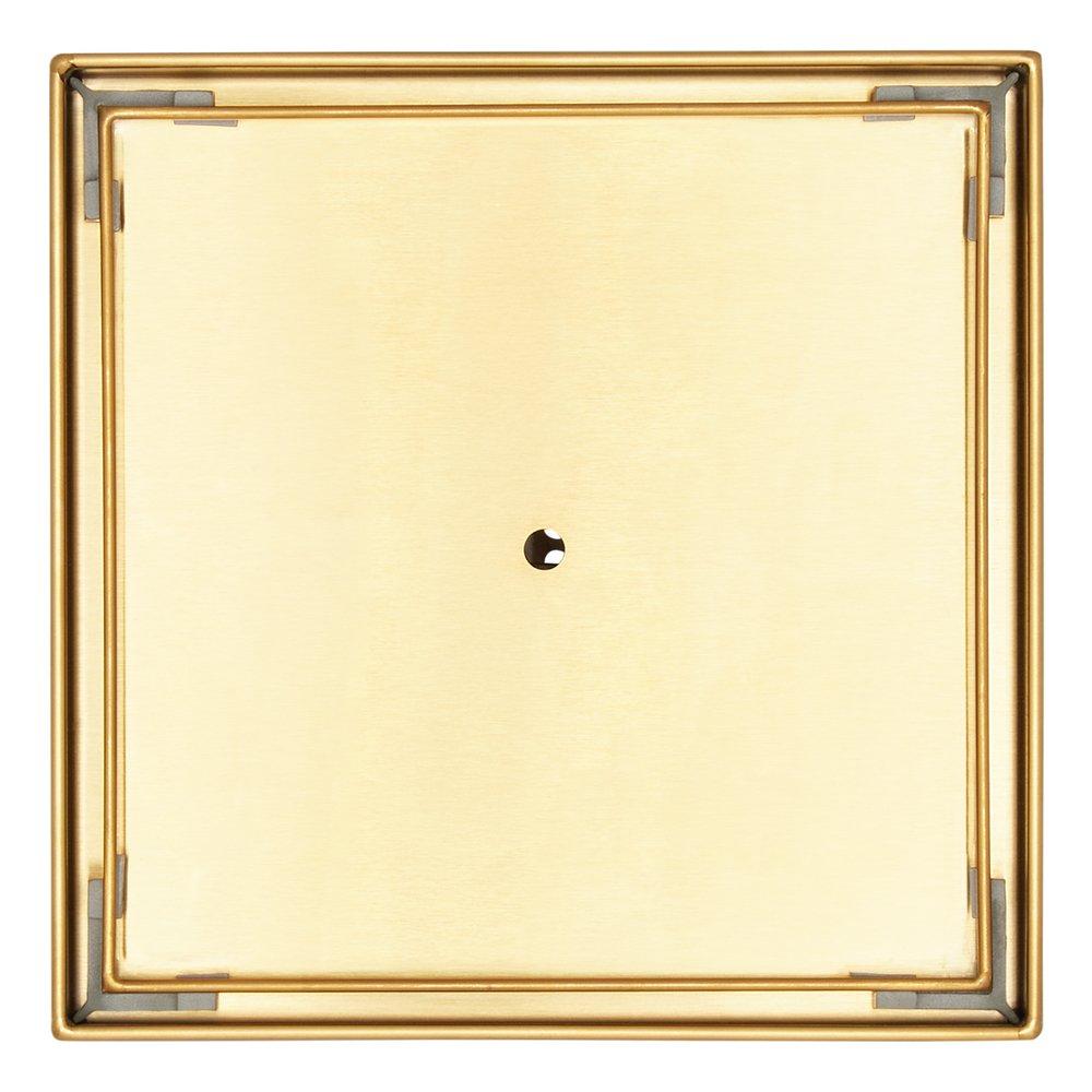 6 in. Square Tile-In Shower Drain with Drain Flange in Brushed Gold 