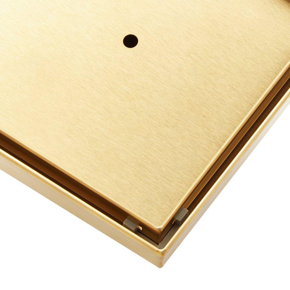 6 in. Square Tile-In Shower Drain with Drain Flange in Brushed Gold 
