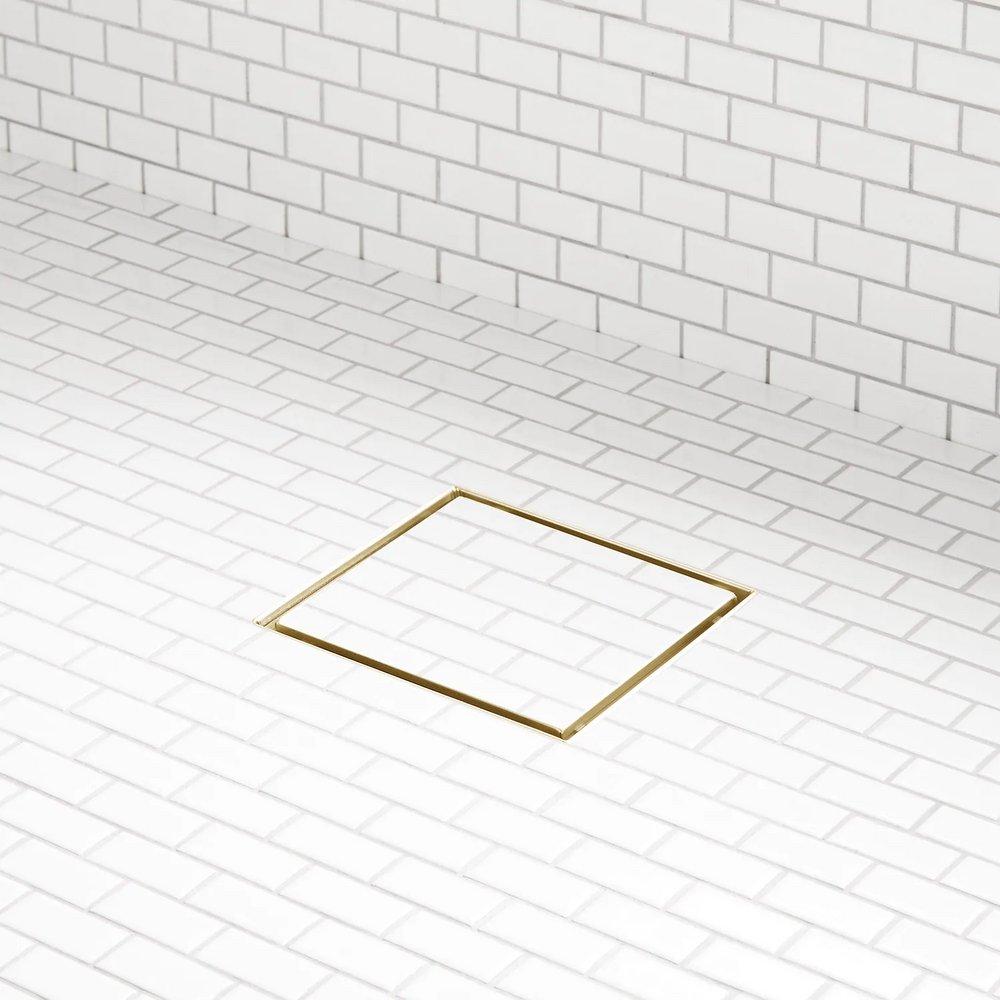 6 in. Square Tile-In Shower Drain with Drain Flange in Brushed Gold image number 6
