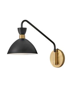 100W 1-Light 13-3/10 in. Wall Sconce in Black