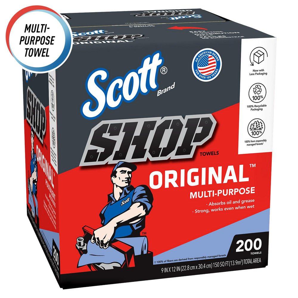 Scott® Blue 12 x 9 in. Shop Towel (Box of 200 Sheets, Case of 8 Boxes, Case of 1600 Towels) 