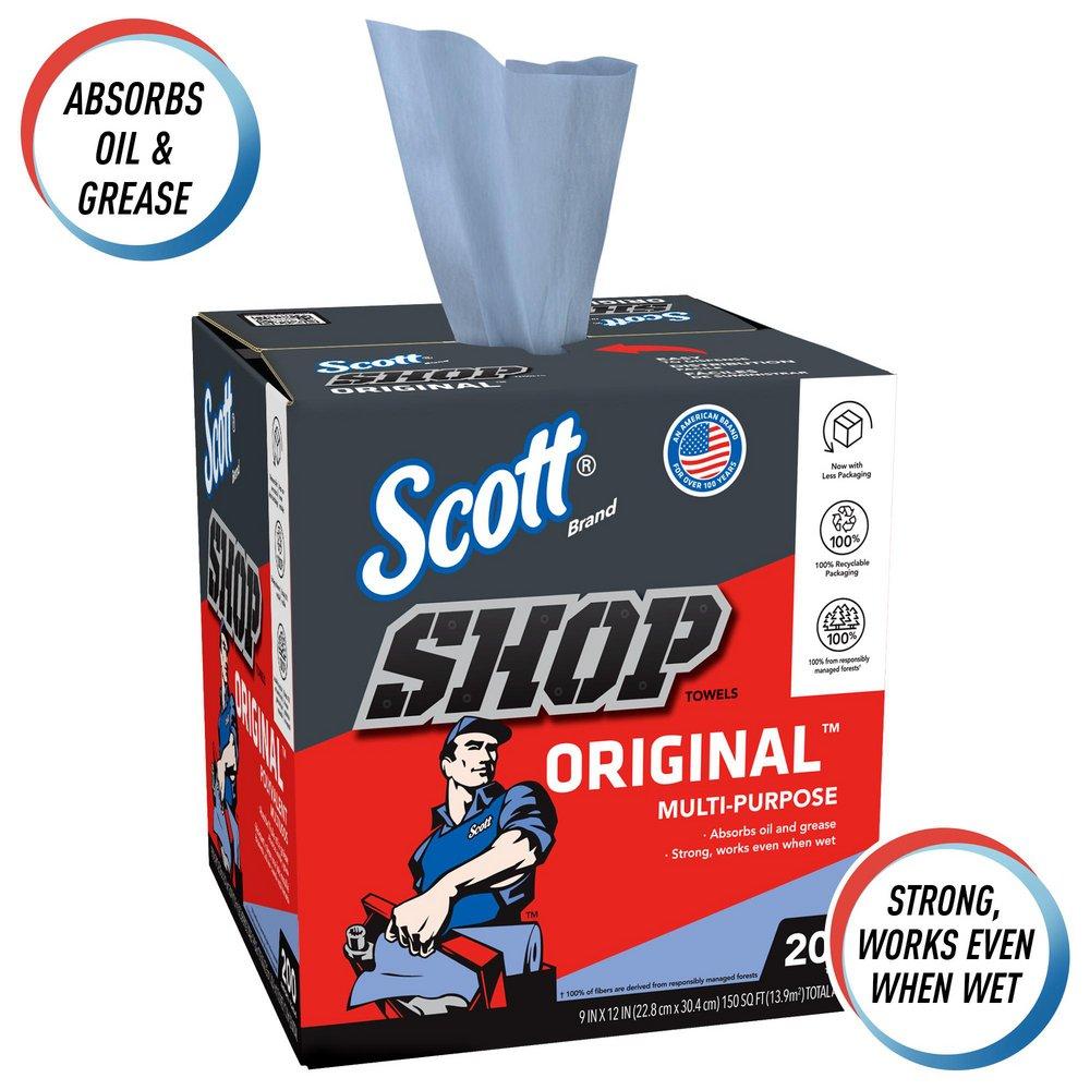 Scott® Blue 12 x 9 in. Shop Towel (Box of 200 Sheets, Case of 8 Boxes, Case of 1600 Towels) 